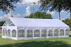 双富 40'x20' PE 帐篷 - 防水大型派对婚礼活动帐篷露台遮阳棚，附带储物袋和帐篷底座。