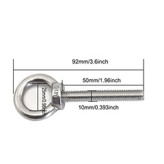 AIVOOF Stainless Steel Eye Bolts, 2 Pack M10 Shoulder Eye Bolt 3/8" X 2" Heavy Duty EyeBolts Screws in Eye Hooks with Washer and Nuts for Lifting Ring Eyebolt