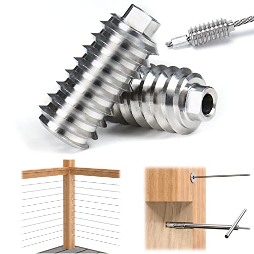 Safespan 40Pack 1/8" Invisible Cable Railing Kit Swage Lag Screw Cable Genie Tensioner T316 Stainless Steel for 4x4 6x6 8x8 Wood Posts Deck Stairs CR73, CV1 CG1
