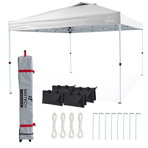 Britech Canopy 耐用快开帐篷（白色）-易于设置的帐篷帐篷-户外帐篷可在阳光下保持凉爽-6x6快开帐篷-带有紧凑的轮式袋子的遮阳篷。