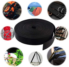 KINMINGZHU 1.5 Inch Wide 10 Yards Black Nylon Webbing Strap，Polypropylene Straps for Bags, Hammocks, Outdoor Climbing and DIY Making Luggage Strap, Pet Collar, Backpack Repairing