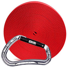 Rock-N-Rescue 20-Foot Webbing and Carabiner Combo - Red, Heavy-Duty Tubular Nylon, Made in USA, Rock Climbing, Firefighter, and Rescue Gear