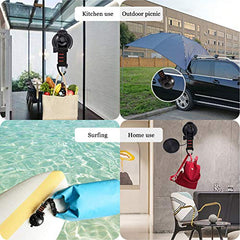 CONBOLA Heavy Duty Suction Cups 4 Pieces with Hooks Upgraded Car Camping Tie Down Suction Cup Camping Tarp Accessory with Securing Hook Strong Power for Awning Boat Camping Trap.(4 pcs)