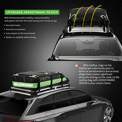 Premium Rooftop Cargo Carrier Bag ,100% Waterproof Car Roof Bag, 15 Cubic Ft, Cargo Bag Carrier for Top of Vehicle with Rack or Without,Heavy-Duty (15 Cubic Ft Green)