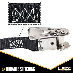 不锈钢拉紧带固定带 - 1英寸宽 X 10英尺长 - 黑色固定带 - 不锈钢拇指拉紧装置 - 可靠的实用绑带用于固定货物 - 4包装