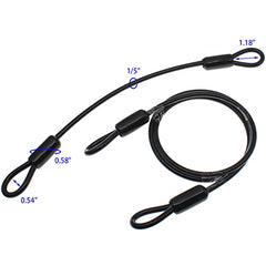 FDXGYH 4 Pcs 24 Inch Heavy Duty Steel Loop Cable Braided Stainless Steel PVC Coated Safety Wire Rope for Outdoor Travel Home Hanging Transport [5mm Thickness]