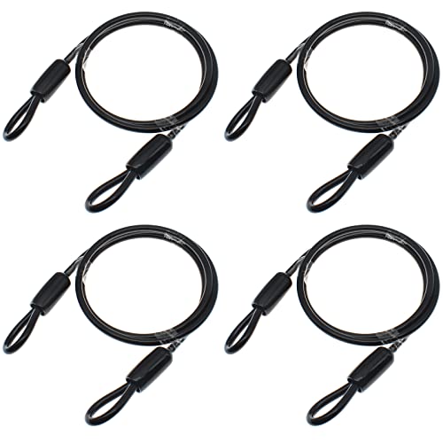FDXGYH 4 Pcs 24 Inch Heavy Duty Steel Loop Cable Braided Stainless Steel PVC Coated Safety Wire Rope for Outdoor Travel Home Hanging Transport [5mm Thickness]