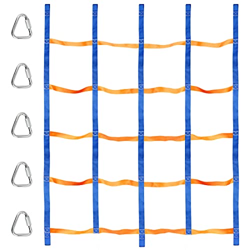 TOPNEW 儿童户外攀爬网，便携式忍者货物网绳梯单杠，适用于忍者走扁带、丛林健身器、秋千、忍者战士风格障碍训练场，适用于户外树屋
