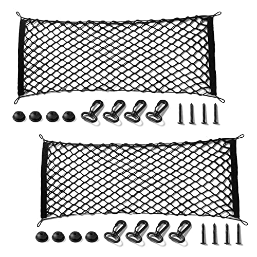 Amiss 2 Packs Cargo Net Stretchable, Adjustable Elastic Trunk Storage Net with Hook for SUVs, Cars and Trucks (35.4x15.8 Inch)
