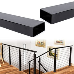 Muzata 2Pack 6'6" Handrail Stainless Steel for Cable Railing 60mmx30mm Rectangle Black Powder Coated Fit Muzata PT1 Flat Top Post Wood Metal Balustrade HT10 BP4 HR2