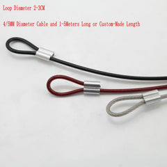 HQ Custom Made 4MM PVC Coated Stainless Steel 304 Wire Rope Cable Sling with Eyelets Loops for Home Clothline Gym Accessories