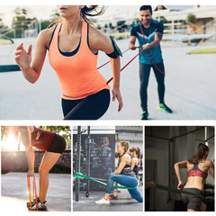 TOMSHOO 5pcs Pull Up Fitness Resistance Band Natural Latex Resistant Loop Bands Exercise Stretch Band with Door Anchor + Handles