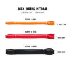 TOMSHOO 5pcs Pull Up Fitness Resistance Band Natural Latex Resistant Loop Bands Exercise Stretch Band with Door Anchor + Handles
