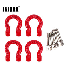INJORA Metal Bumper D-ring Red Tow Hook 4Pcs for 1/10 RC Crawler Car Traxxas TRX-4 Axial SCX10 90046 Upgrade Parts