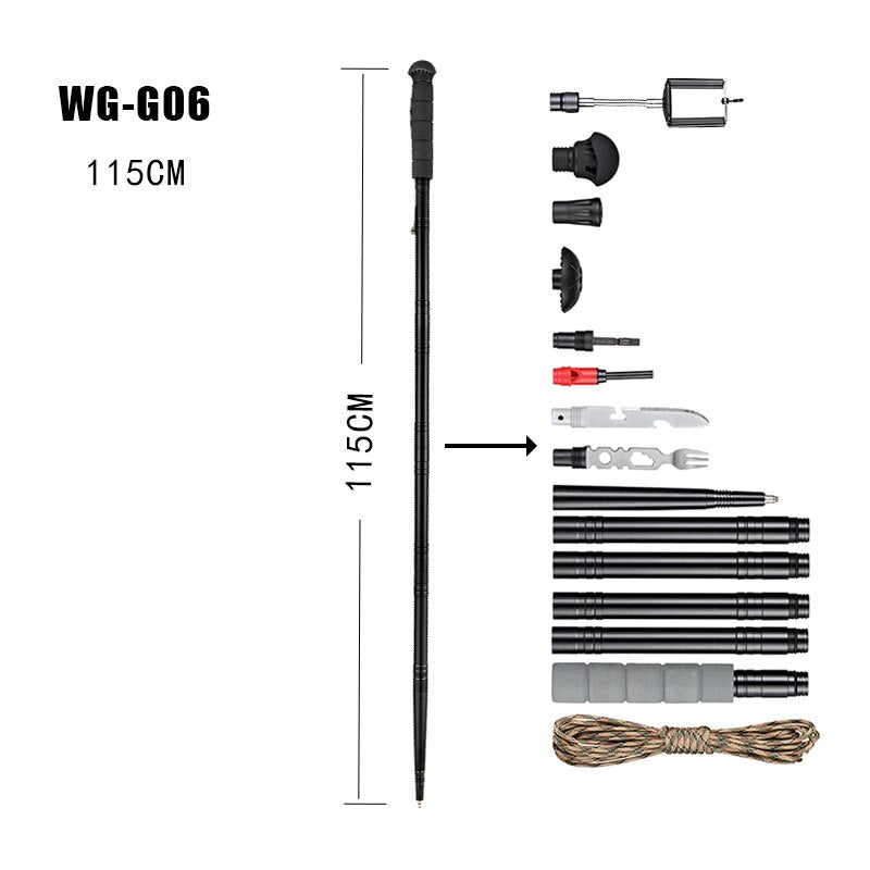 Multifunction Trekking Poles Ultralight Survival Hiking Stick Poles 6063 Alloy Multi Folding Walking Pole Stick Outdoor Gear
