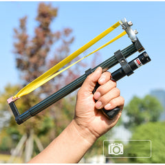 Straight Rod High Precision Telescopic High Power Red Laser Flat Rubber Band Stainless Steel Outdoor Hunting Catapult Slingshot