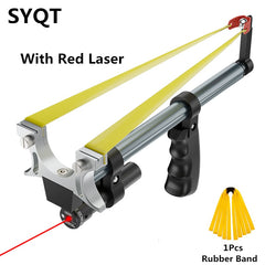 Straight Rod High Precision Telescopic High Power Red Laser Flat Rubber Band Stainless Steel Outdoor Hunting Catapult Slingshot