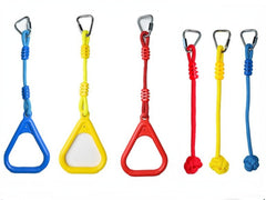 Ninja Rings Gymnastic Swing Bar Rings Monkey Rings Hand Climbing Rope Knot Ball for Backyard Obstacle Slackline