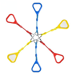 Ninja Rings Gymnastic Swing Bar Rings Monkey Rings Hand Climbing Rope Knot Ball for Backyard Obstacle Slackline