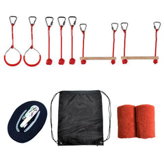 Courtyard Warrior Obstacle Course Line Kit 12m Slackline 7 Hanging Obstacles 9 Buckles for Warrior Kids Outdoor Backyard Fun