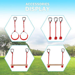 Courtyard Warrior Obstacle Course Line Kit 12m Slackline 7 Hanging Obstacles 9 Buckles for Warrior Kids Outdoor Backyard Fun
