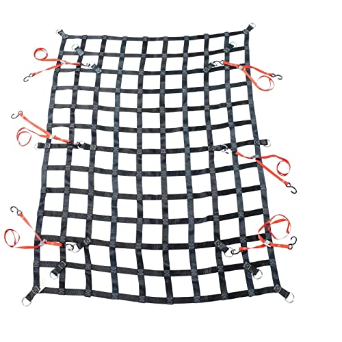 Safespan| Heavy Duty Cargo Net 6' x 8' | 10,000lbs Load | Pickup Truck Bed with D-Rings & Cam Buckle Straps